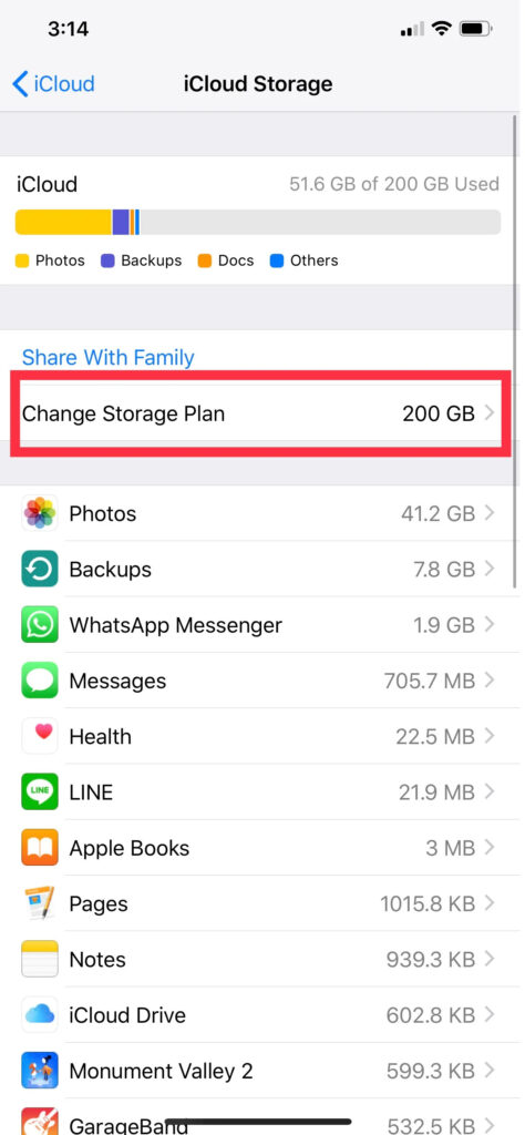 iCloud storage