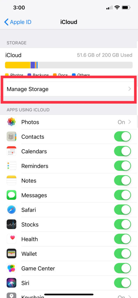 iCloud storage space